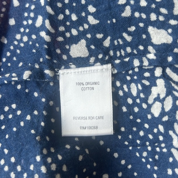 GARNET HILL kaftan/coverup, navy & white w/ tie front.Organic cotton.Size large - Picture 6 of 6